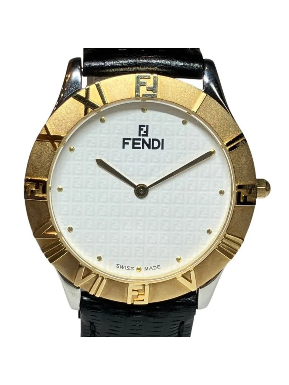 Fendi Watch SS Leather Quartz White Dial